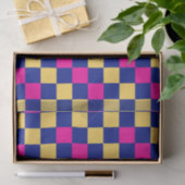 Blauw Geel Roze Geruit Patroonontwerp  Tissuepapier (Geschenk)