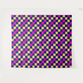 Blauw Geel Roze Geruit Patroonontwerp Wandkleed (Voorkant (horizontaal))