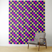 Blauw Geel Roze Geruit Patroonontwerp Wandkleed (In situ)