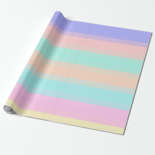 Blauw Geel Roze Groen Pastel Stripes Patroon Cadeaupapier