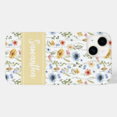 Blauw Geel Roze Waterverf Wilde Bloem Naam Case-Mate iPhone Case (Achterkant (horizontaal))