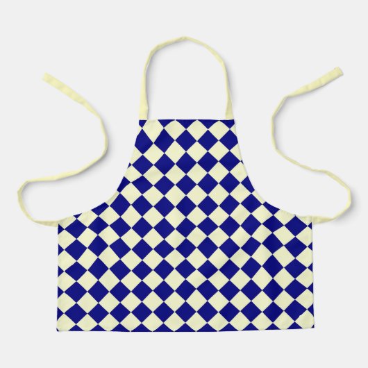 Blauw Geel Rut Diamant Patroon Schort (Voorkant)