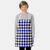 Blauw Geel Rut Diamant Patroon Schort (Gedragen)