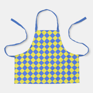 Blauw Geel Rut Diamant Patroon Schort