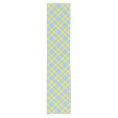 Blauw Geel Rutpatroon Korte Tafelloper (Voorkant)