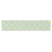 Blauw Geel Rutpatroon Korte Tafelloper (Horizontaal)