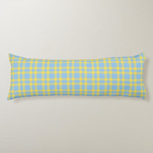 Blauw Geel Rutpatroon Lichaamskussen (Voorkant)