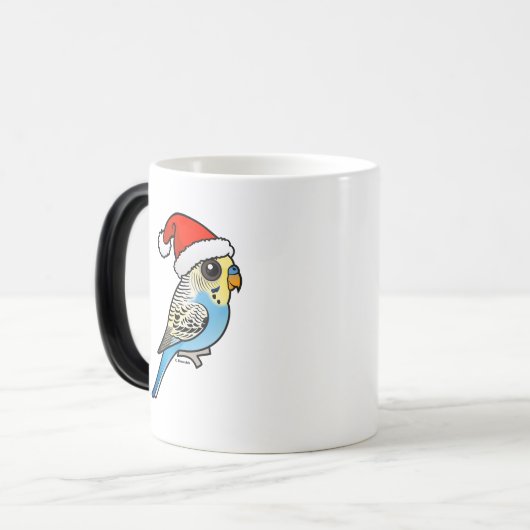 Blauw & Geel Santa Budgie Magische Mok (Voorkant links)