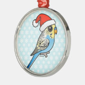 Blauw & Geel Santa Budgie Metalen Ornament (Links)