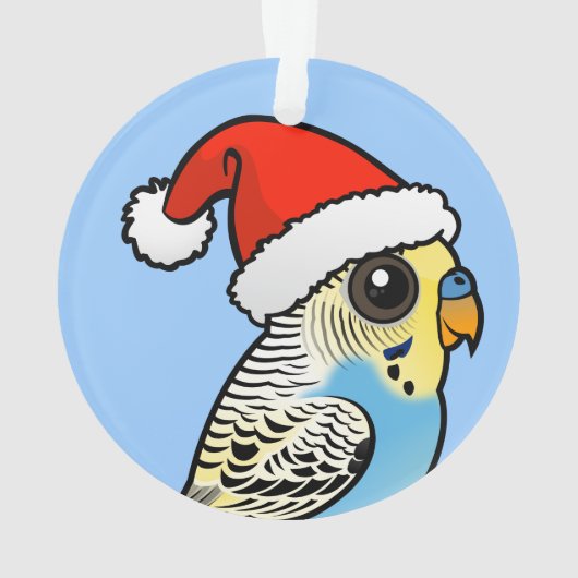 Blauw & Geel Santa Budgie Ornament (achterkant)