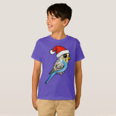 Blauw & Geel Santa Budgie T-shirt (Voorkant volledig)