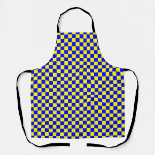 Blauw Geel Schaakbord Gingham Patroon Schort
