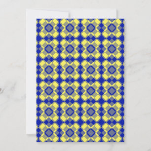 Blauw Geel Schach Argyle Patroon Kaart