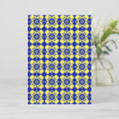 Blauw Geel Schach Argyle Patroon Kaart (Staand voorkant)