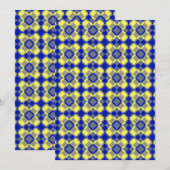 Blauw Geel Schach Argyle Patroon Kaart (Voorkant / Achterkant)