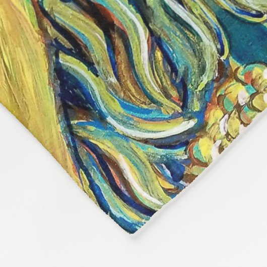 blauw geel schilderpatroon fleece deken (Hoek)