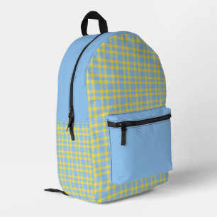 Blauw Geel Schotse Ruit Patroon Bedrukte Rugzak