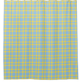 Blauw Geel Schotse Ruit Patroon Douchegordijn