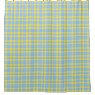 Blauw Geel Schotse Ruit Patroon Douchegordijn