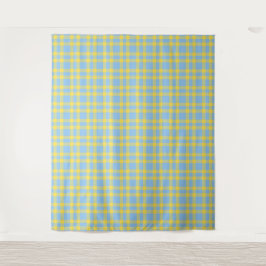 Blauw Geel Schotse Ruit Patroon Wandkleed