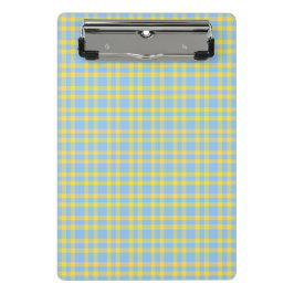 Blauw Geel Schotse Ruitpatroon Mini Klembord