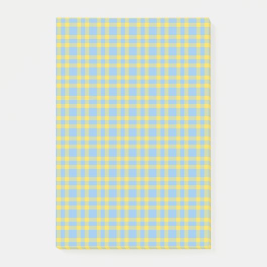 Blauw Geel Schotse Ruitpatroon Post-it® Notes (Voorkant)