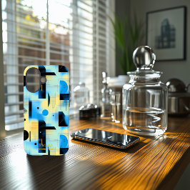 Blauw & Geel Serene Geometrische Kunst Hoesje