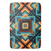 Blauw Geel Sinaasappel Decoratief Mozaïek Badmat (Voorkant Verticaal)