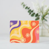 Blauw, Geel, Sinaasappel, Roze Bloemen Abstract Briefkaart (Staand voorkant)