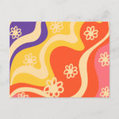 Blauw, Geel, Sinaasappel, Roze Bloemen Abstract Briefkaart (Voorkant)
