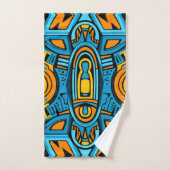 Blauw geel sinaasappel spiegeldoedels bad handdoek (Handdoek)