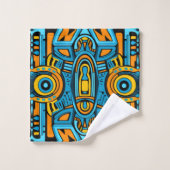 Blauw geel sinaasappel spiegeldoedels bad handdoek (Wasdoekje)