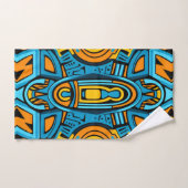Blauw geel sinaasappel spiegeldoedels bad handdoek (Handdoek)