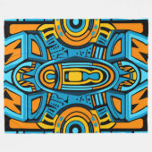 Blauw geel sinaasappel spiegeldoedels fleece deken (Voorkant (Horizontaal))