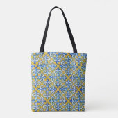 Blauw/Geel Spaans teile design Tote Bag (Achterkant)