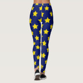 Blauw geel sterren patroon decoratief leggings (Achterkant)