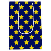 Blauw geel sterren patroon decoratief medium cadeauzakje (Achterkant)