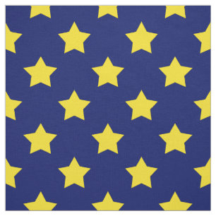 Blauw Geel Sterren Patroon Decoratief Textiel Stof