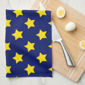 Blauw geel sterren patroon decoratief theedoek (Quarter Fold)
