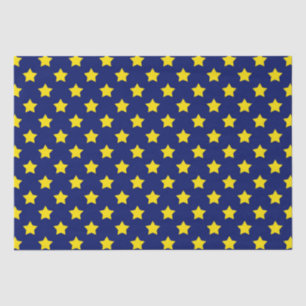 Blauw geel sterren patroon decoratief tissuepapier