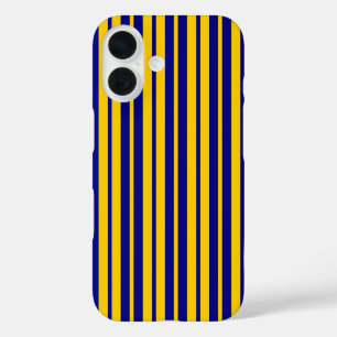 Blauw Geel Stijlvolle Strepen Patroon Ontwerp  iPhone 16 Hoesje