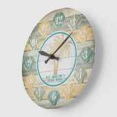 Blauw & Geel Strand Houten Schelpen & Palmbomen Grote Klok (Hoek)