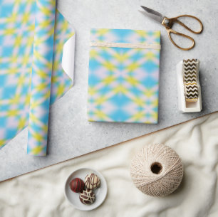 Blauw geel stropdaskleurpatroon cadeaupapier