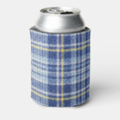Blauw Geel Tartan: Modieuze Plaid Blikjeskoeler (Blikje Achterkant)