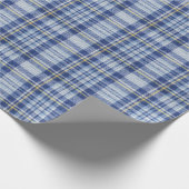 Blauw Geel Tartan: Modieuze Plaid Cadeaupapier (Hoek)