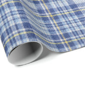 Blauw Geel Tartan: Modieuze Plaid Cadeaupapier (Rol Hoek)