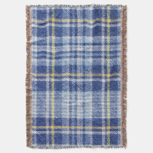 Blauw Geel Tartan: Modieuze Plaid Deken (Voorkant Verticaal)