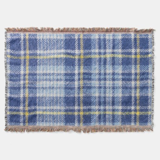 Blauw Geel Tartan: Modieuze Plaid Deken (Voorkant)