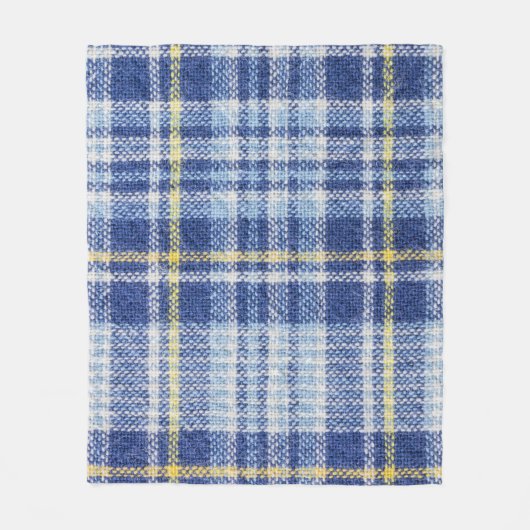Blauw Geel Tartan: Modieuze Plaid Fleece Deken (Voorkant)