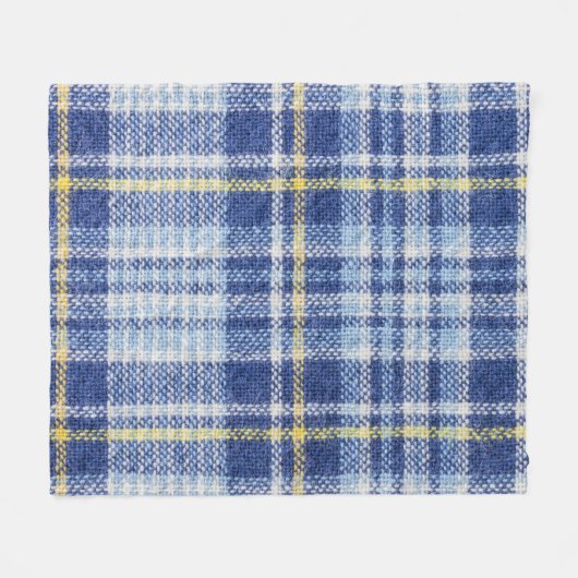 Blauw Geel Tartan: Modieuze Plaid Fleece Deken (Voorkant (Horizontaal))